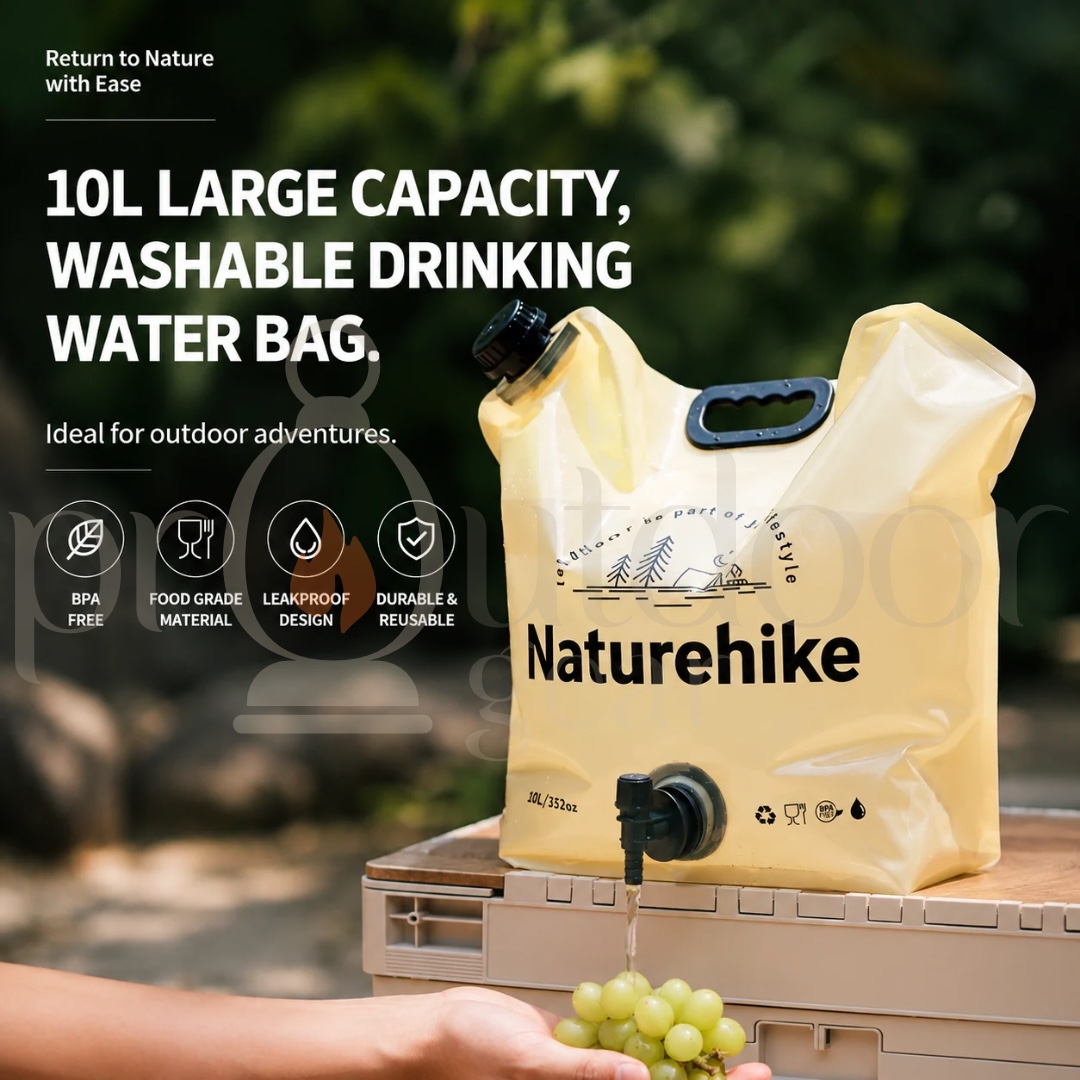 NATUREHIKE CNK2450CF027 Ling Wo 10L Collapsible Water Container Outdoor Water Bag Food Grade Foldable Camping Water Storage Bag