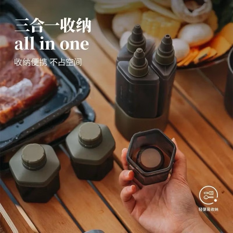 AWADA outdoor seasoning sub-bottling 3-piece set fight bottle soy sauce bottle camping stacking light seasoning box