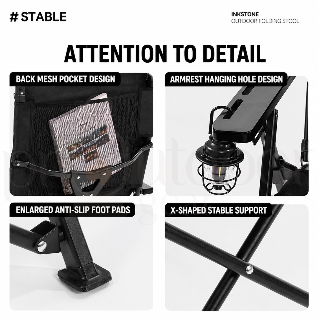 BLACKDOG CBD2650JJ016 Wangchuan M1 High Back Folding Camping Chair Adjustable Reclining Chair Portable Outdoor