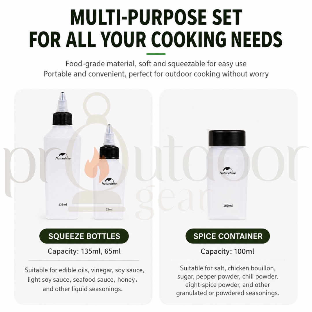 NATUREHIKE CNH22CJ043 Shiwei Camping Portable Seasoning Bottle Set Outdoor Picnic Barbecue Camping Picnic Seasoning Jar