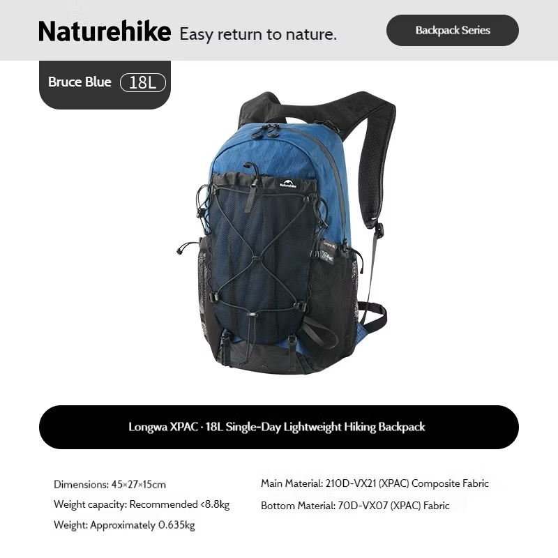 Naturehike CNK2650XB010 X-PAC 18L Hiking Backpack Waterproof Lightweight Daypack for Outdoor Trekking Camping