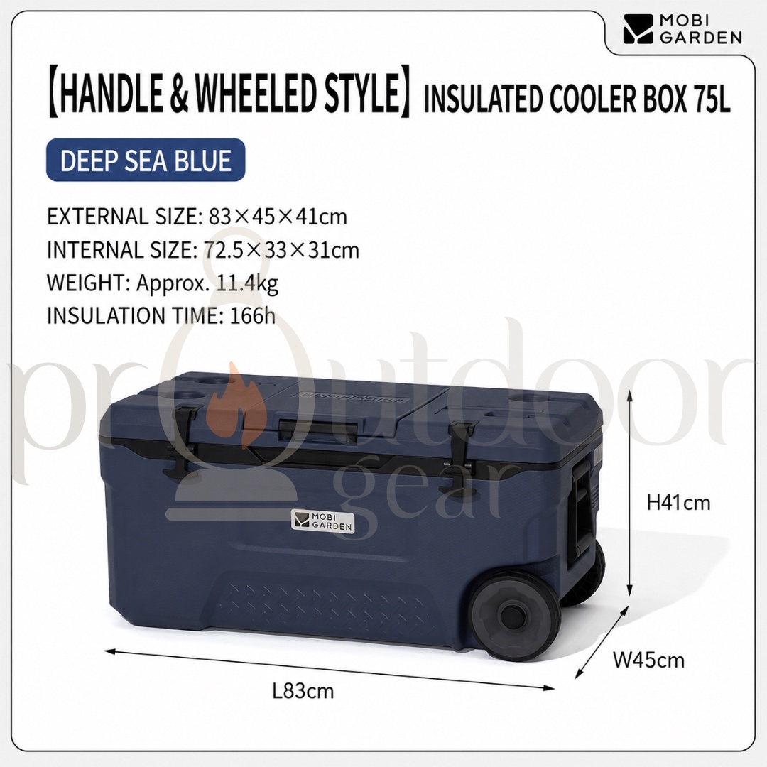 Mobi Garden 25L/36L/50L/75L Glacier Cooler Box Portable Insulated Ice with Handle and Wheels Outdoor Picnic Food Storage