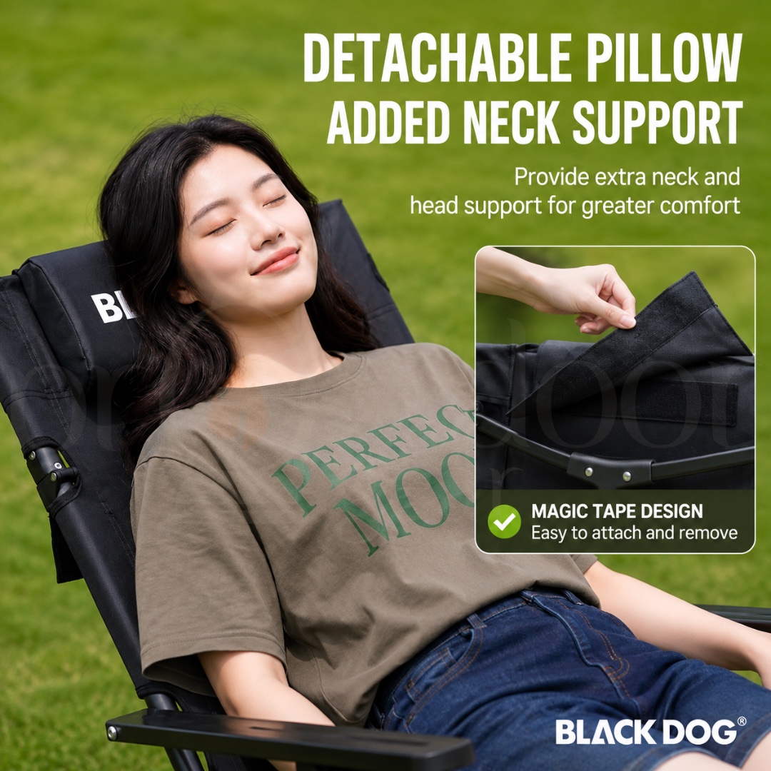 BLACKDOG CBD2650JJ016 Wangchuan M1 High Back Folding Camping Chair Adjustable Reclining Chair Portable Outdoor