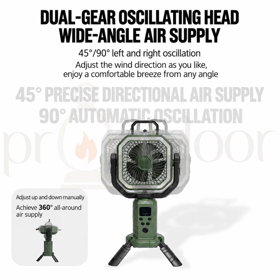 MOUNTAINHIKER SZK1421 20000mAh Portable Misting Fan Rechargeable Telescopic Camping Fan with Light