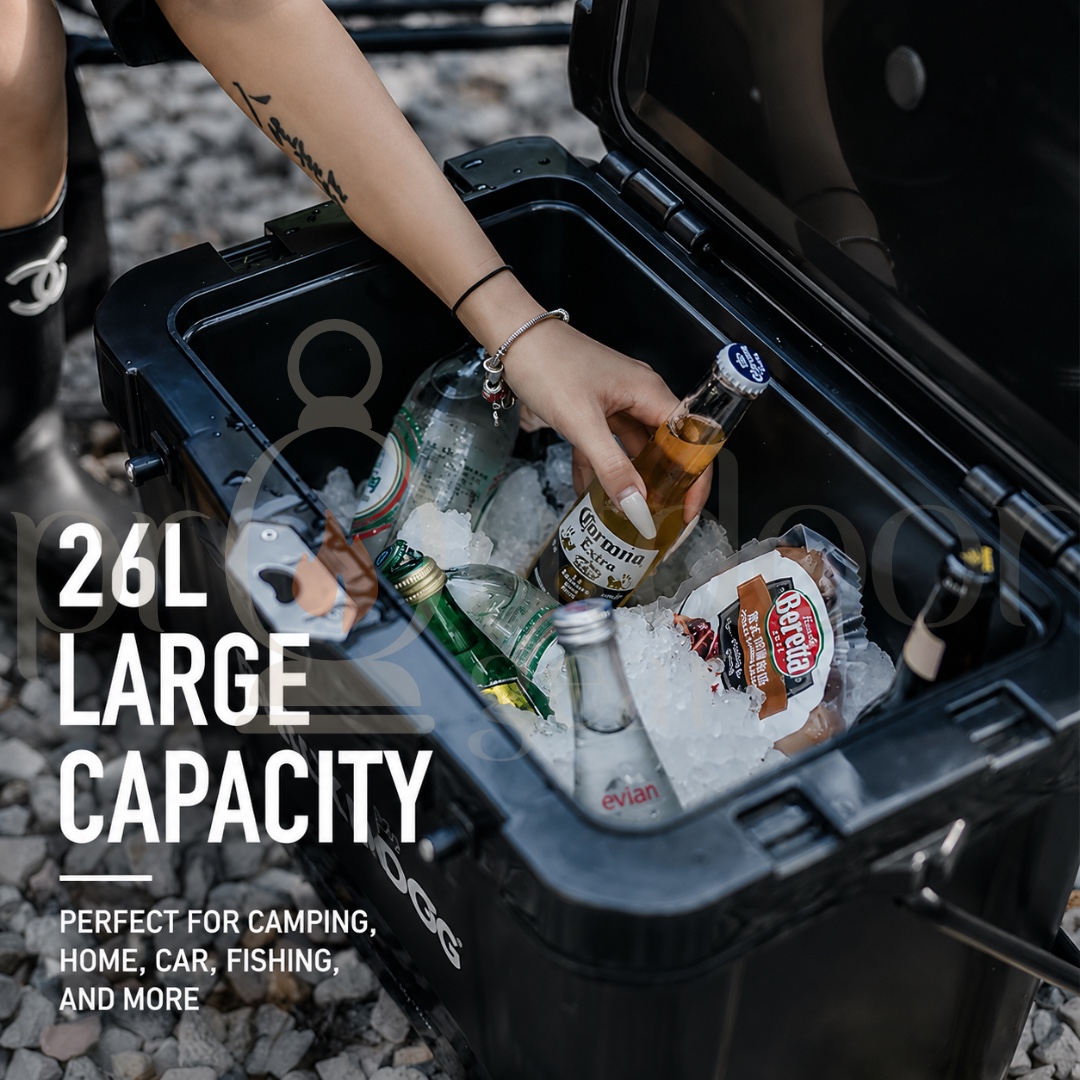 BLACKDOG 26L BD-BWX003 Portable Cooler Box Ice Box Camping Outdoor Picnic Insulated Food Trolley Storage Box Freezer