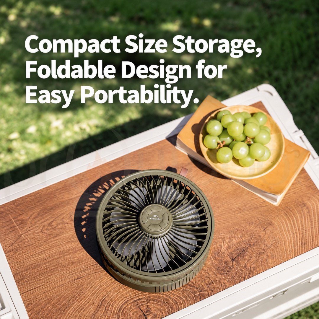 NATUREHIKE CNK2620ZM010 Starry Wind Z 8000mAh Rechargeable Foldable Camping Fan with LED Light Portable Fan