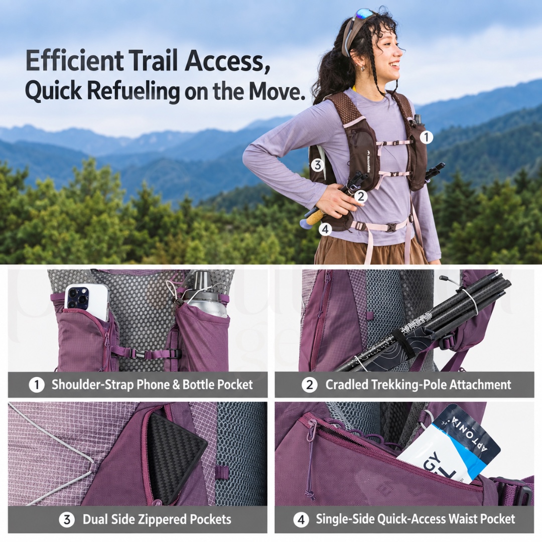 NATUREHIKE NANBALA PRO 12L Hydration Pack Lightweight Hiking Trail Running Outdoor Backpack