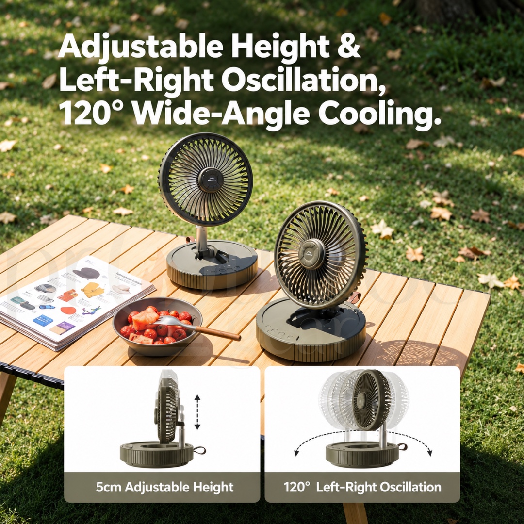 NATUREHIKE CNK2620ZM010 Starry Wind Z 8000mAh Rechargeable Foldable Camping Fan with LED Light Portable Fan