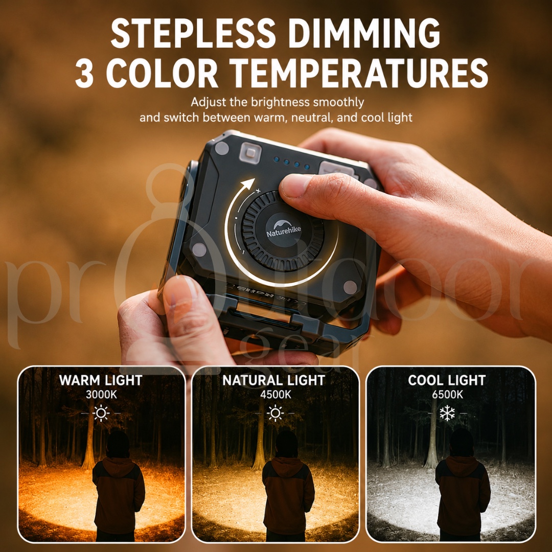 NATUREHIKE CNK2300012 Hui Guang Waterproof Outdoor Floodlight Working Light Type-C Rechargeable Camping Lamp