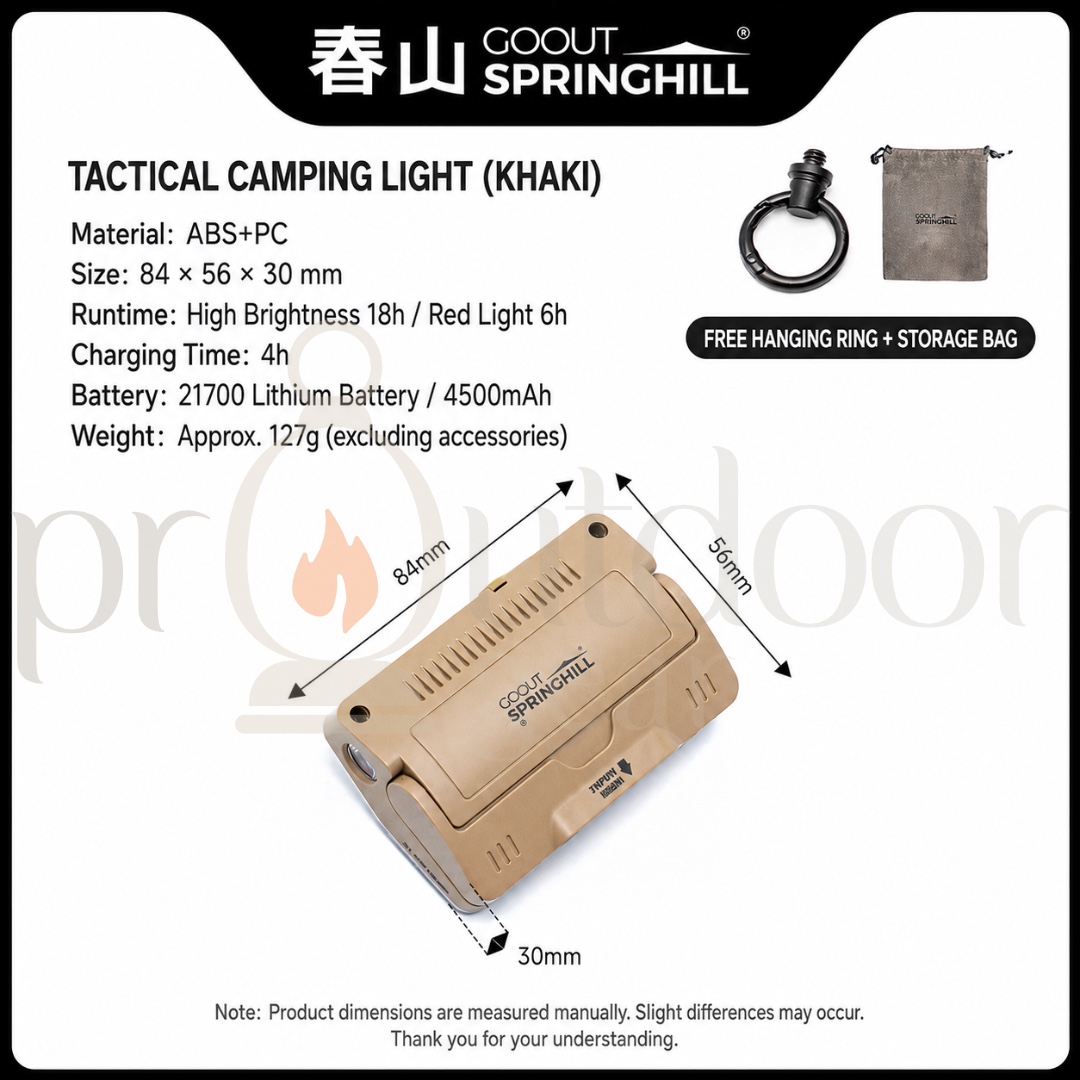 GOOUT SPRINGHILL Tactical Camping Light 900LM Rechargeable Magnetic LED Lantern Flashlight 4500mAh IPX5