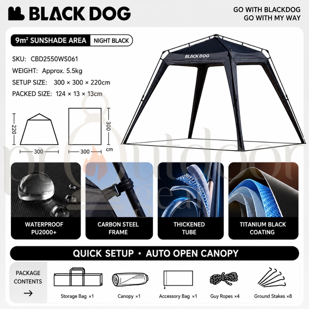 BLACKDOG CBD2550WS061 Chuimen Auto Dome Quick Open Canopy