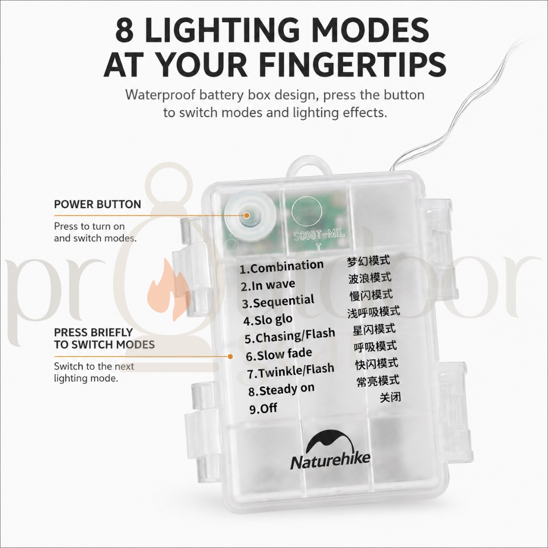 NATUREHIKE CNH22DQ019 10m Outdoor Atmosphere Light String Camp Multifunctional Lighting Warning