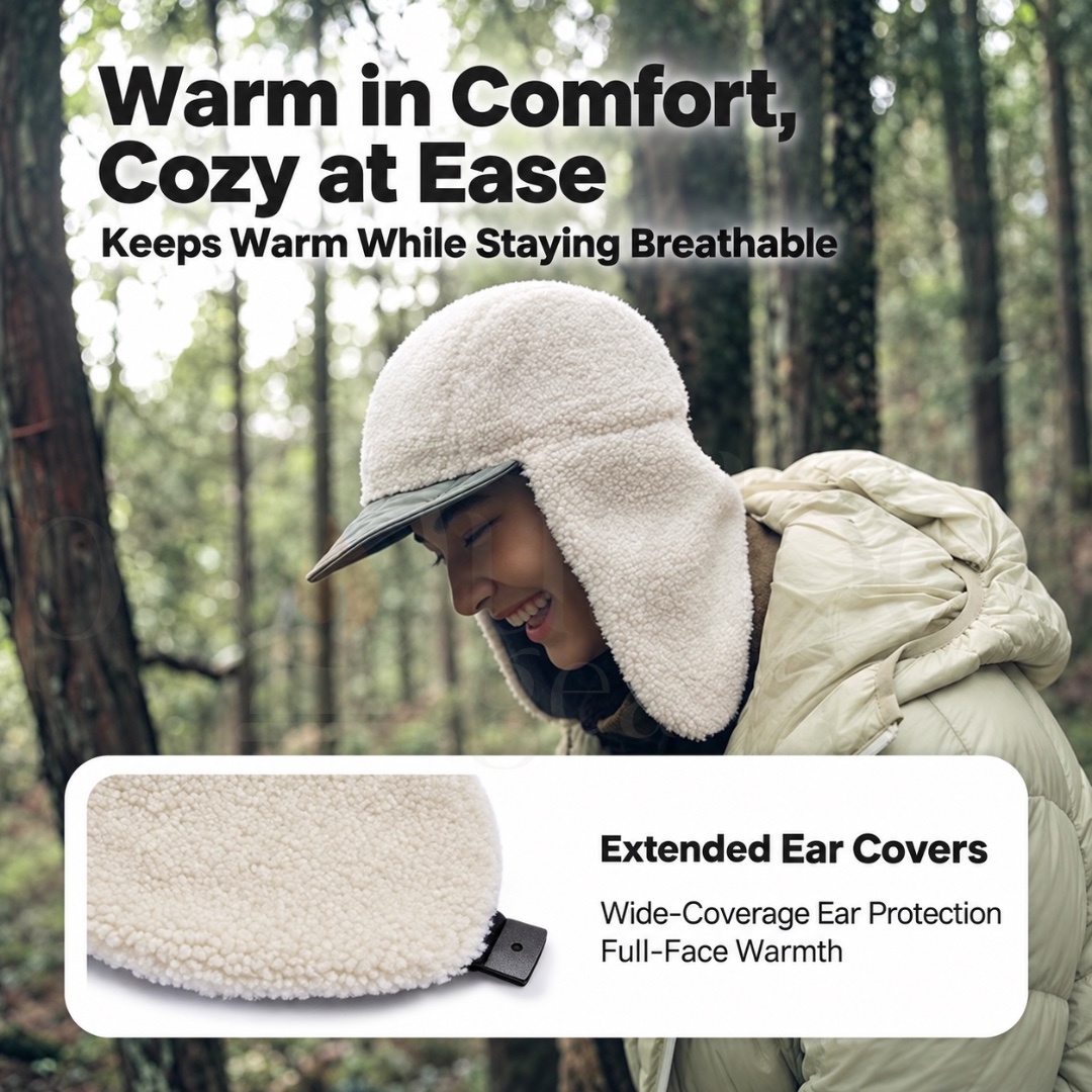 NATUREHIKE CYY2341LE018 Warm Trapper Hat Water-Repellent Faux Sherpa Fleece Ear Flap Winter Hiking Camping Cap