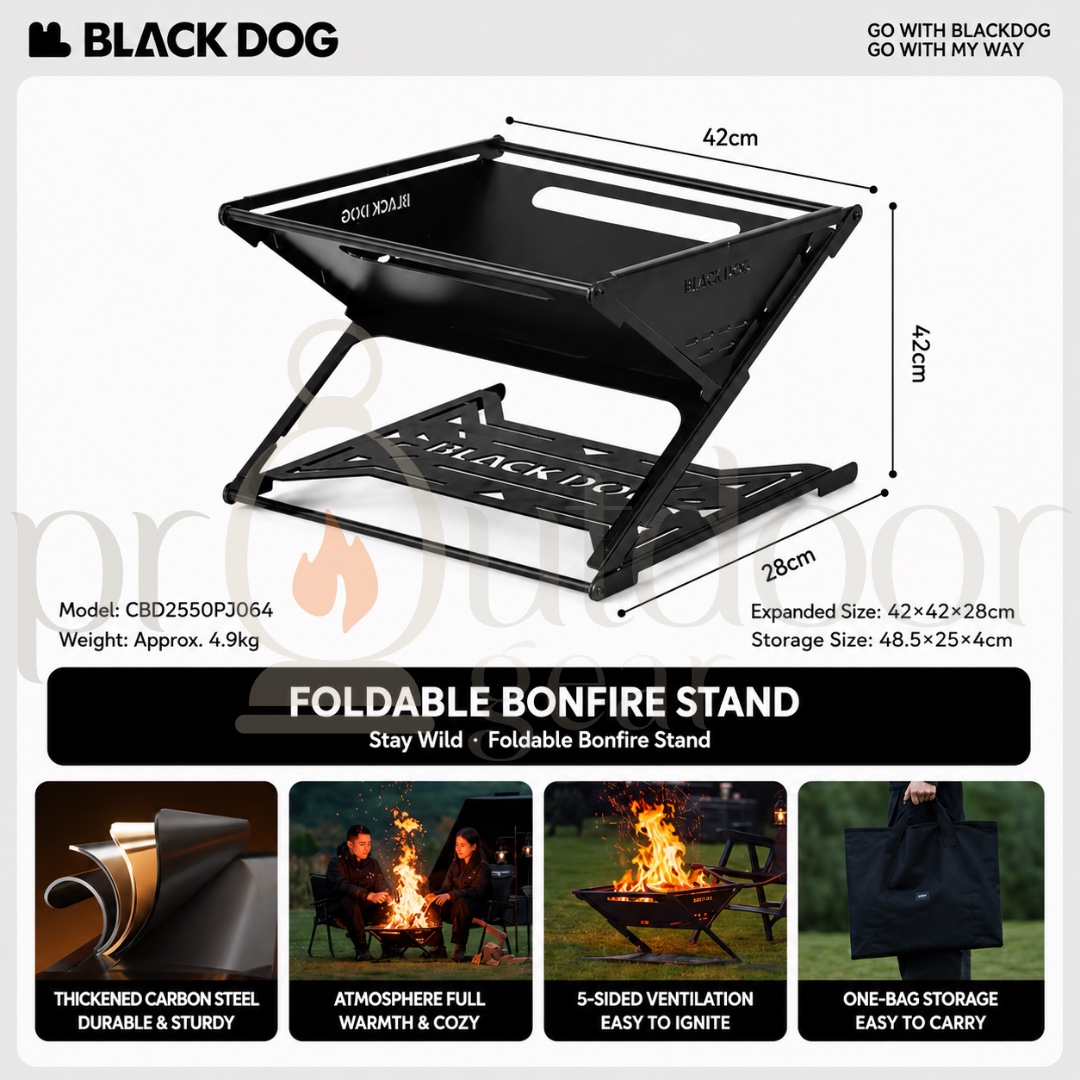 BLACKDOG Twilight Guardian - Portable Folding Fire Pit Campsite Bonfire Camping