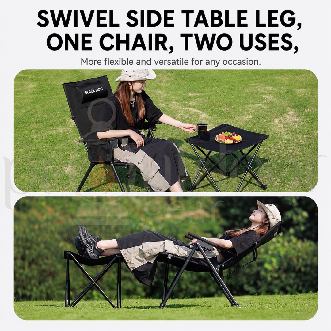 BLACKDOG CBD2650JJ016 Mountain Pattern Modular Reclining Chair Detachable Footrest Adjustable Folding Camping Lounge