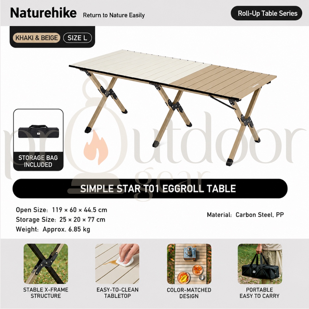 NATUREHIKE CNK2550JJ018 Star Jane T01 Egg Roll Folding Table Portable