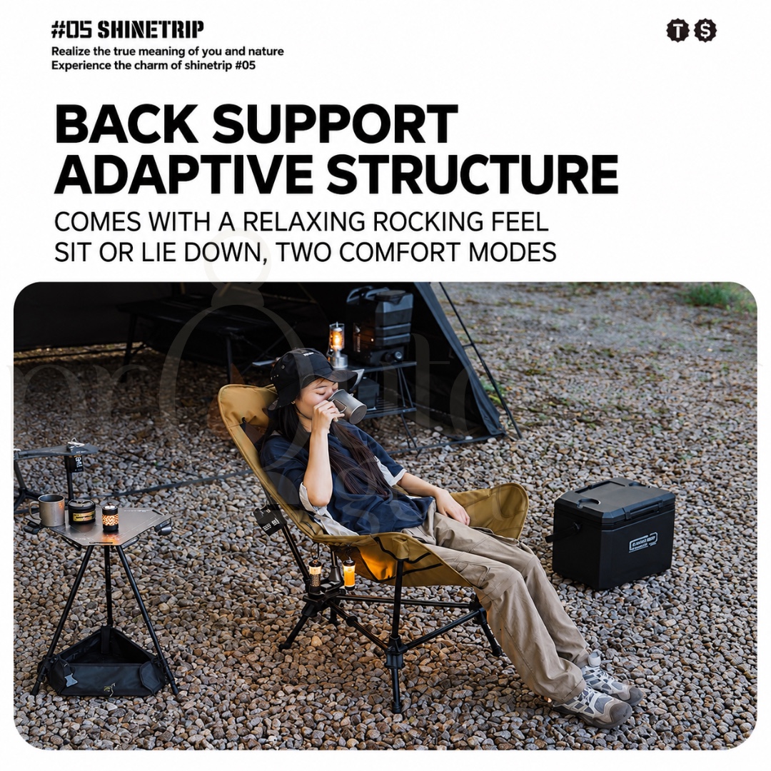 SHINETRIP A598 05 Series Backpacking Rocking Chair Portable Adjustable Camping Chair Outdoor Folding Chair