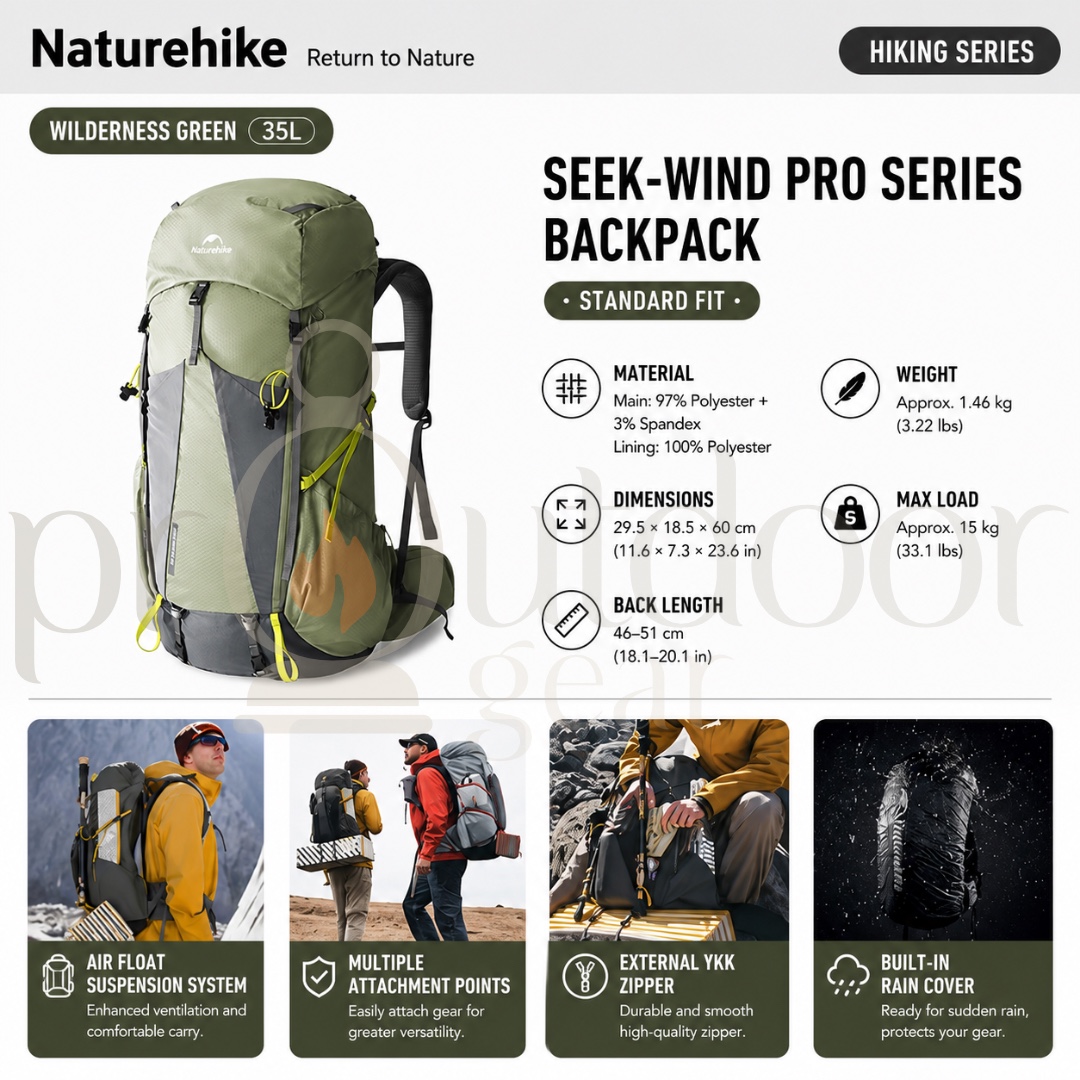 NATUREHIKE CNK2550XB018 Rock Series Hiking Backpack 2.0 60L Lightweight Trekking Backpack Outdoor Camping Travel Bag