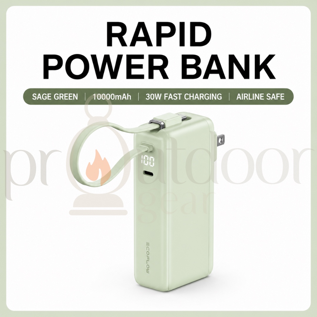 EcoFlow RAPID 10000mAh 30W Fast Charge Power Bank 3-in-1 Built-in Cable Portable Wall Charger PD Fast Charging
