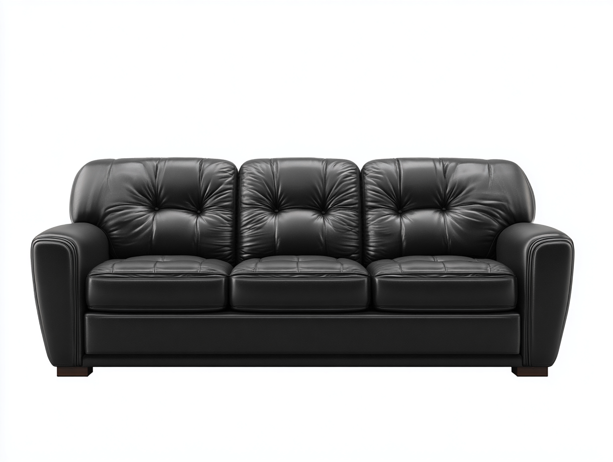 3 Seater Sofa leather upholstery 210x98x92 cm - black - classic padded comfort living room-Denmymart