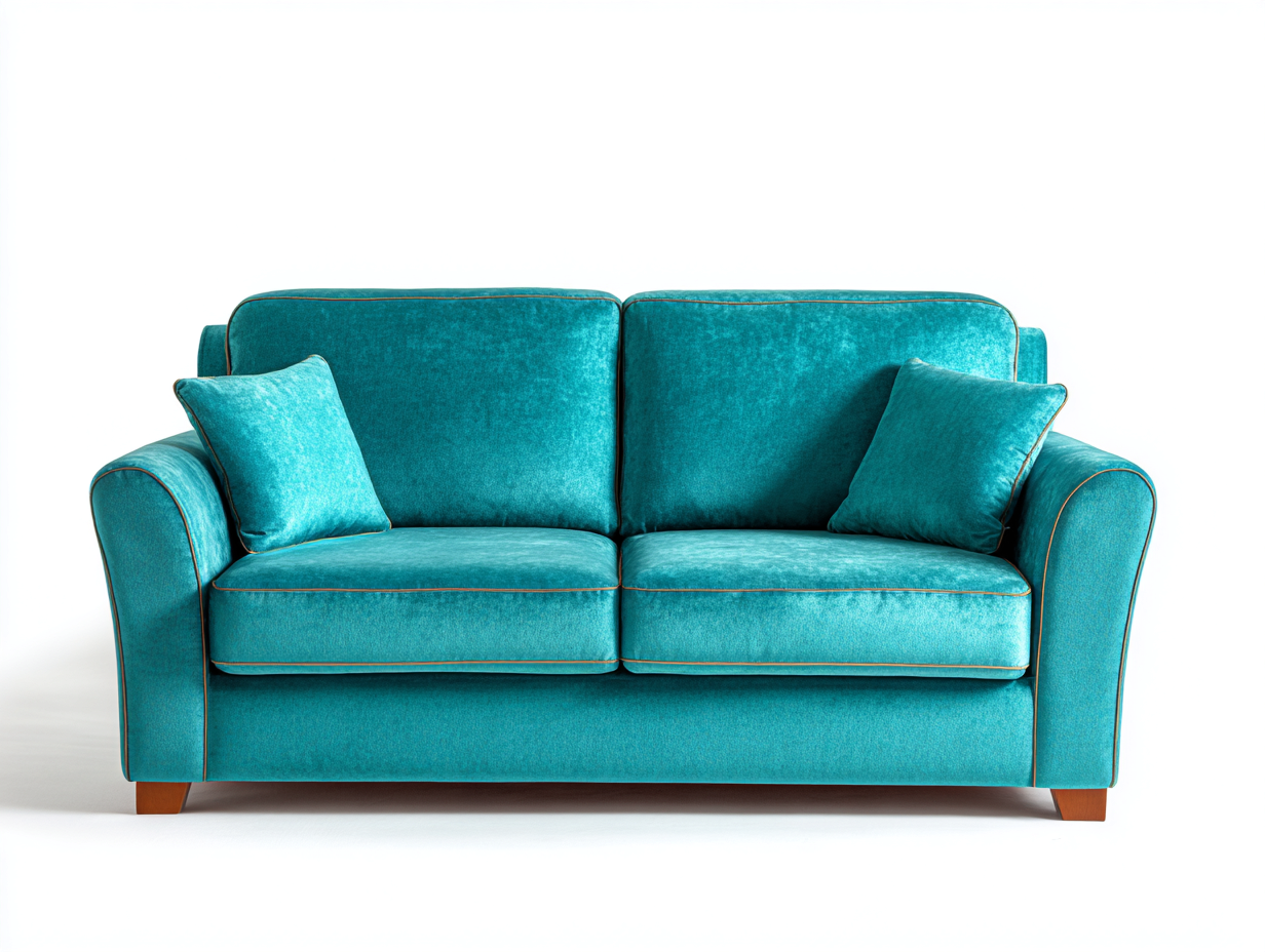 2 Seater Sofa fabric upholstered 160x85x88 cm - teal - modern living room design-Denmymart