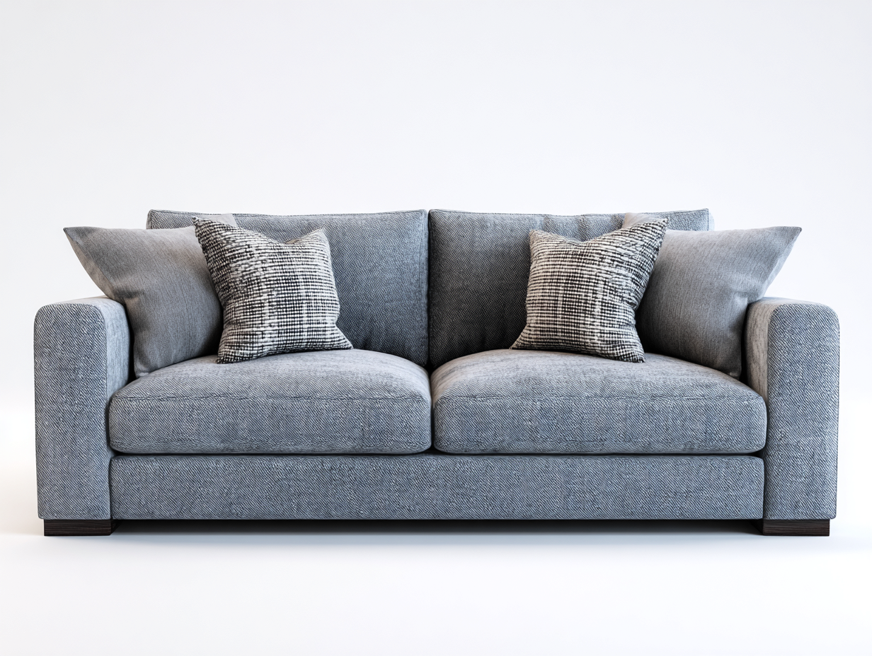 2 Seater Sofa Fabric Upholstery 180x90x85 cm - Light Grey - Modern Design-Denmymart