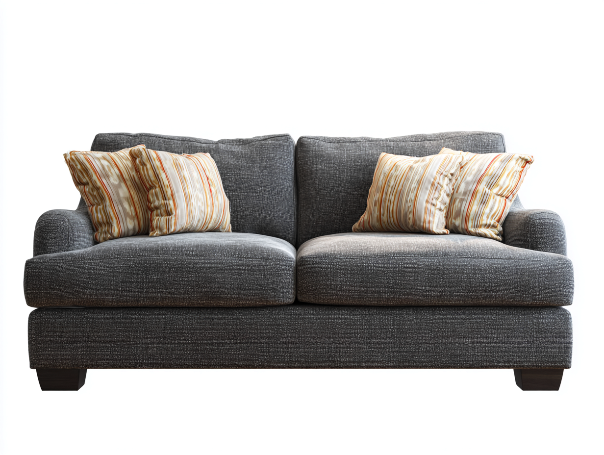 2 Seater Sofa Fabric Upholstery 180x90x85 cm - Dark Grey - Modern Living Room Seating-Denmymart