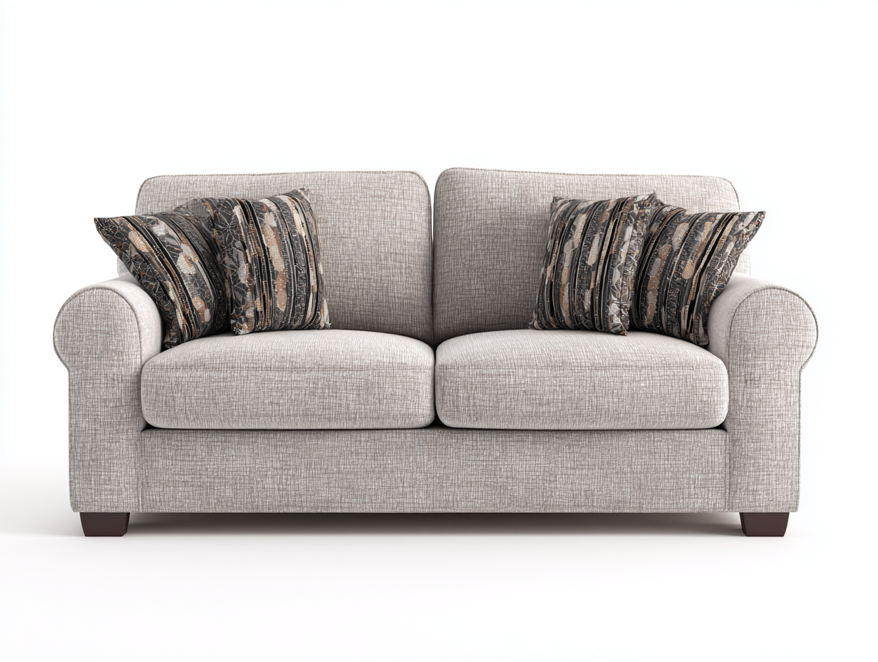 2 Seater Sofa - Fabric Upholstery 160x90x85 cm - Light Grey - Modern Living Room Design-Denmymart