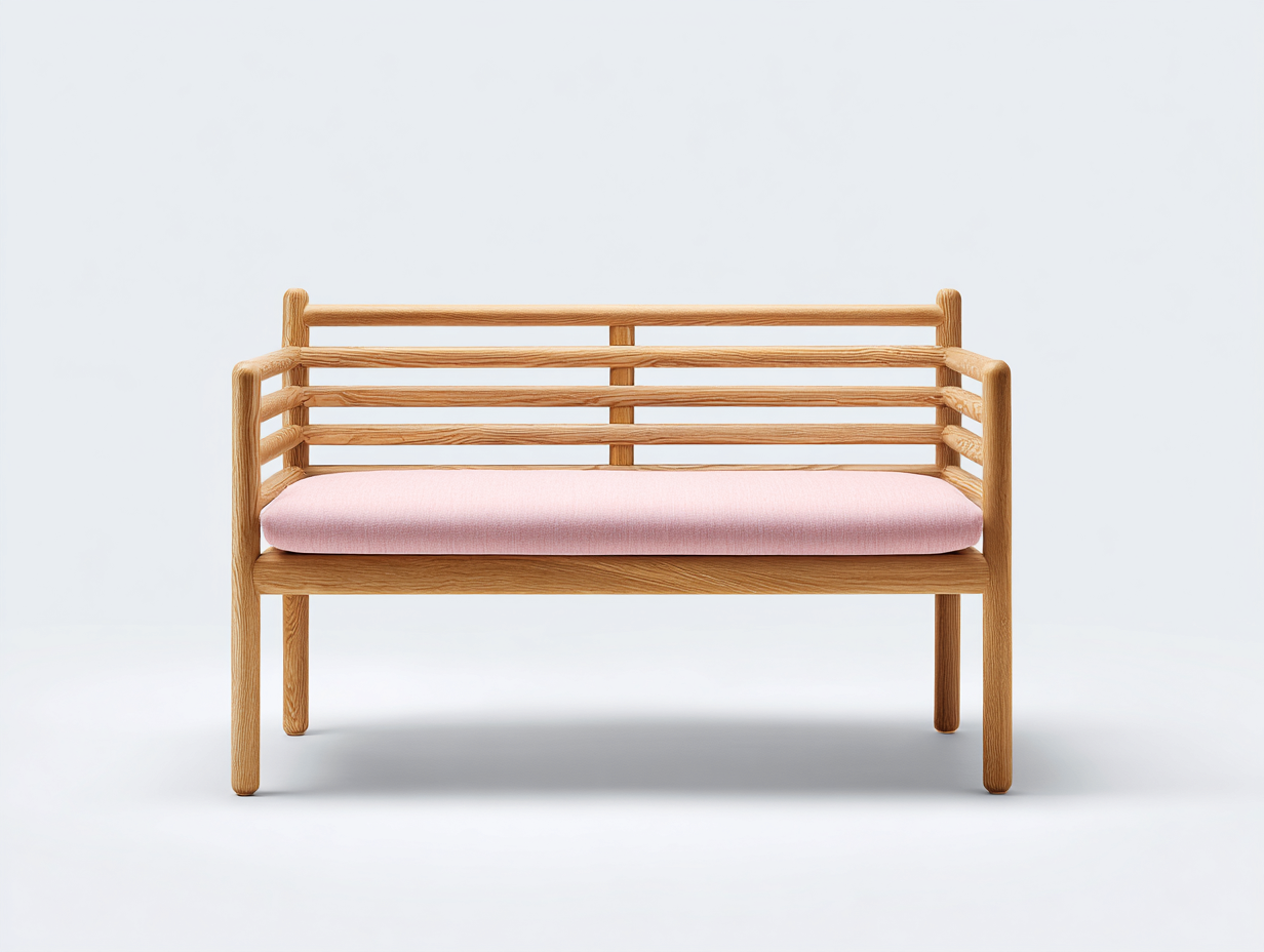 Outdoor Bench solid wood frame 120x55x75 cm - natural wood-pink - minimalist outdoor seating-Denmymart