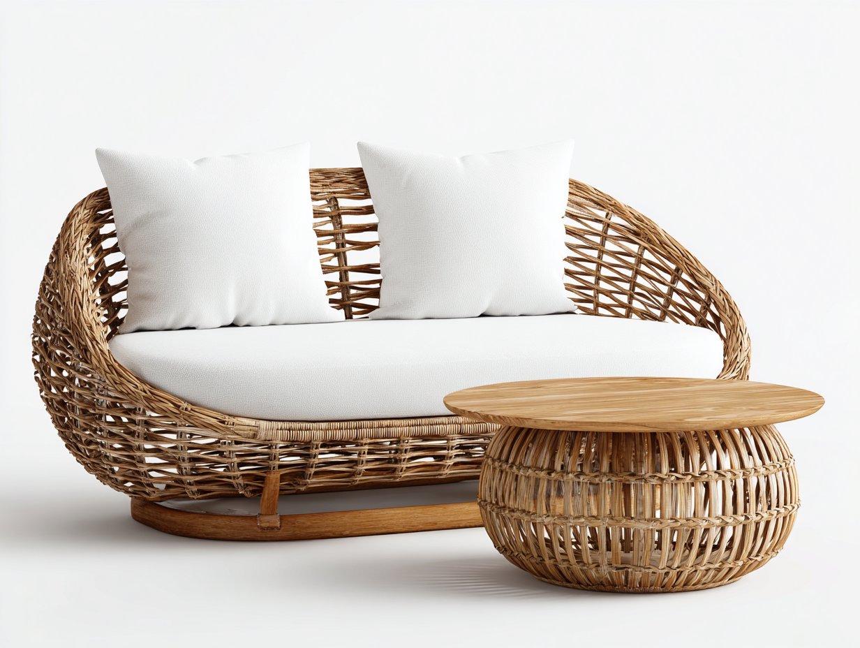 Outdoor Sofas - Woven Rattan Construction 160x80x75 cm - Brown - Garden Lounge Design-Denmymart