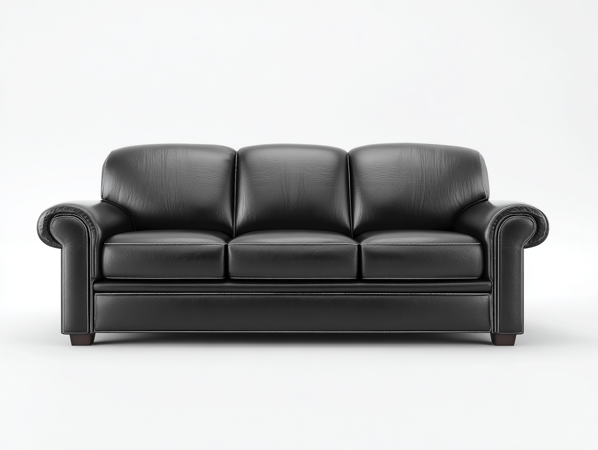 3 Seater Sofa leather upholstery 205x95x90 cm - black - classic comfort living room-Denmymart