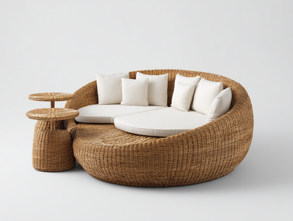 Outdoor Sofas Woven Rattan 200x200x75 cm - Natural Brown - Outdoor Lounge Design-Denmymart