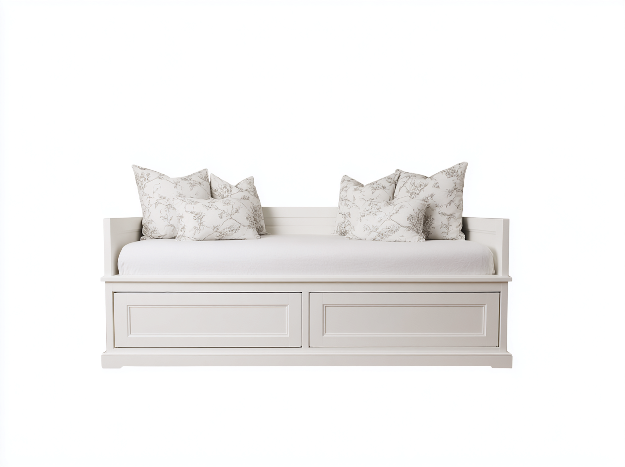 Sofa Bed Wood Frame Construction 200x90x75 cm - White - Living Room Sleeping Seating-Sofauphub