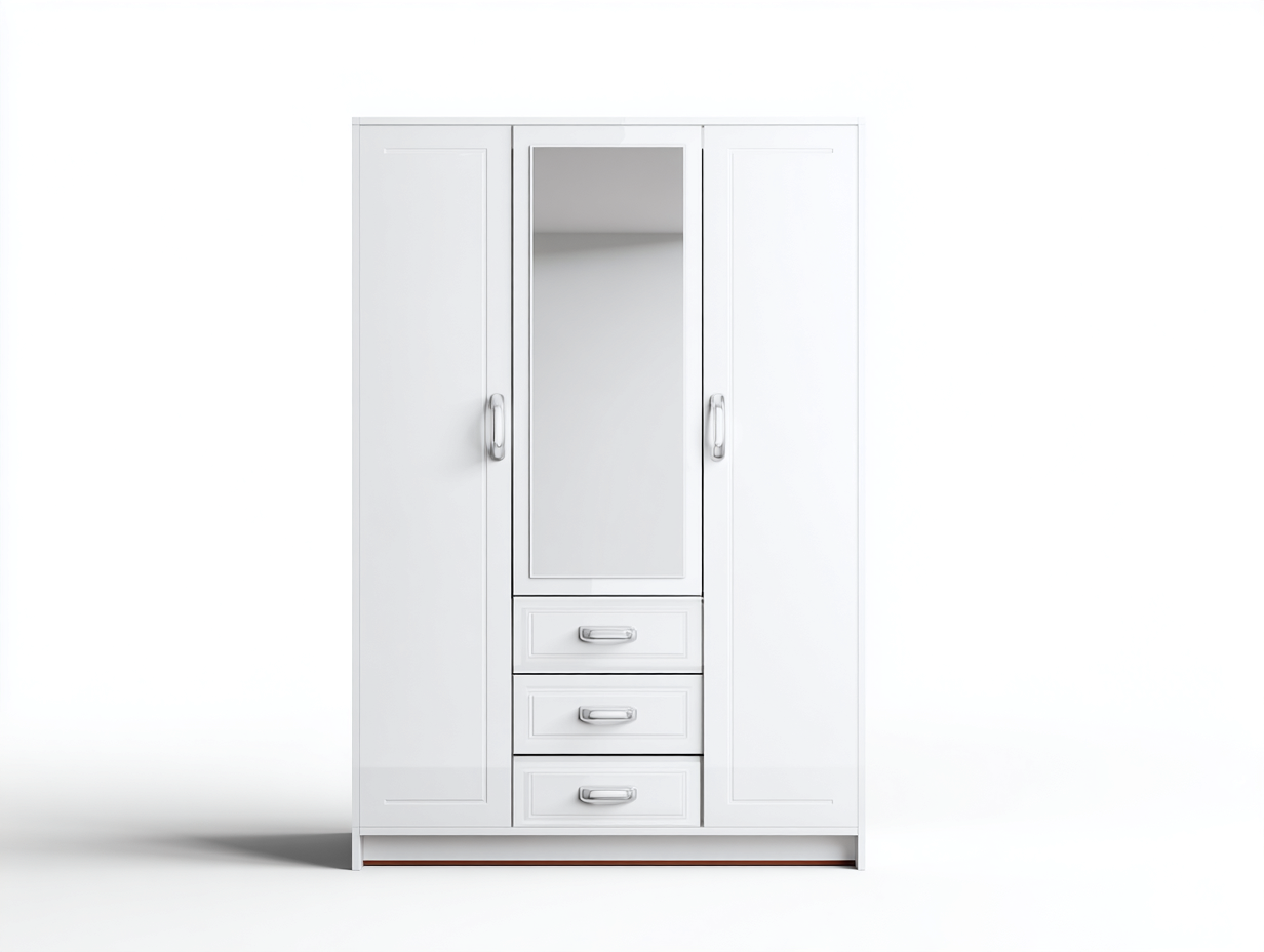 Wardrobes wood construction 120x55x200 cm - white - practical storage design-Sofauphub