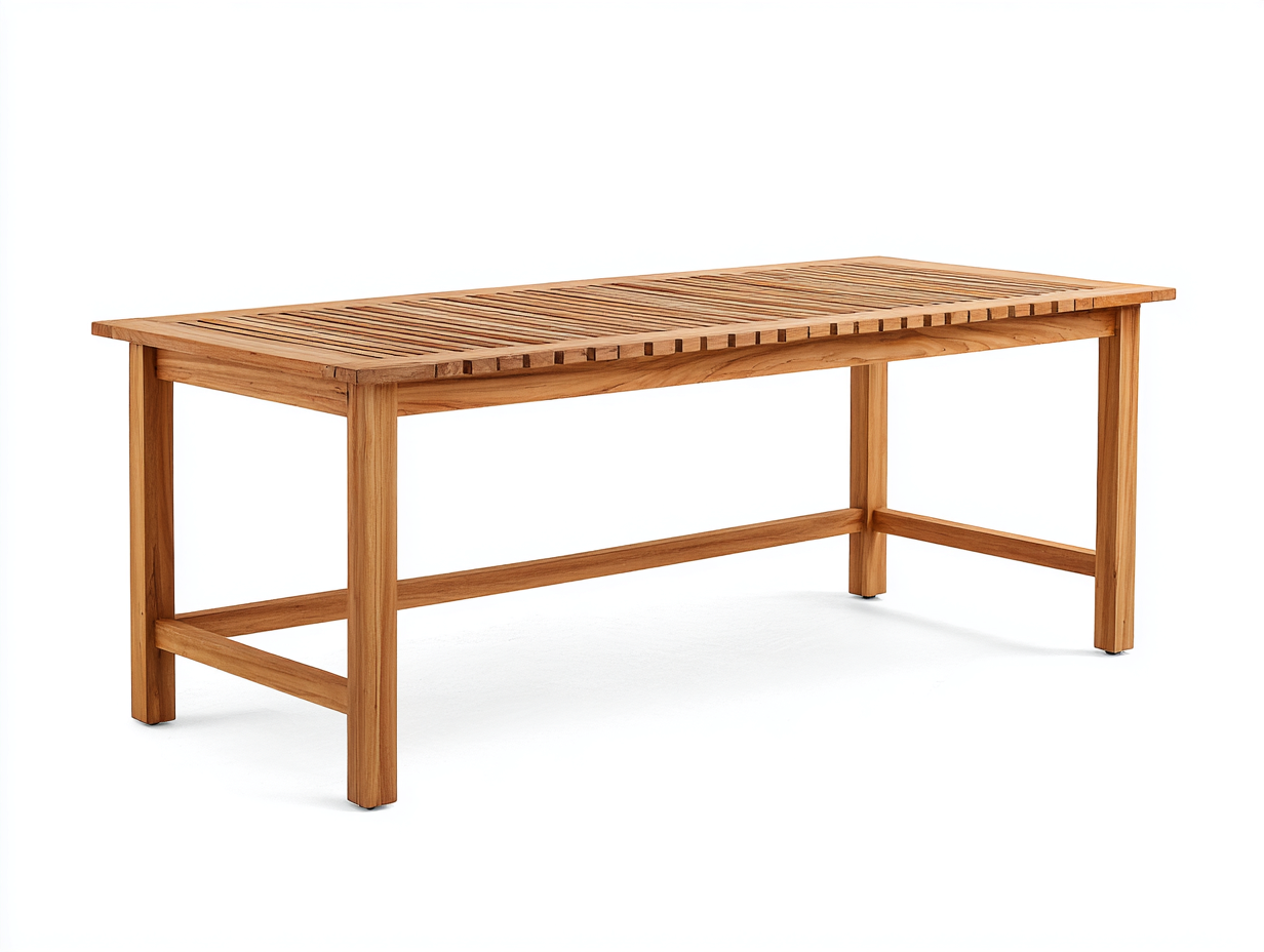 Garden Table Solid Wood Rectangular Design 160x90x75 cm - Natural Wood - Outdoor Dining Style-Sofauphub