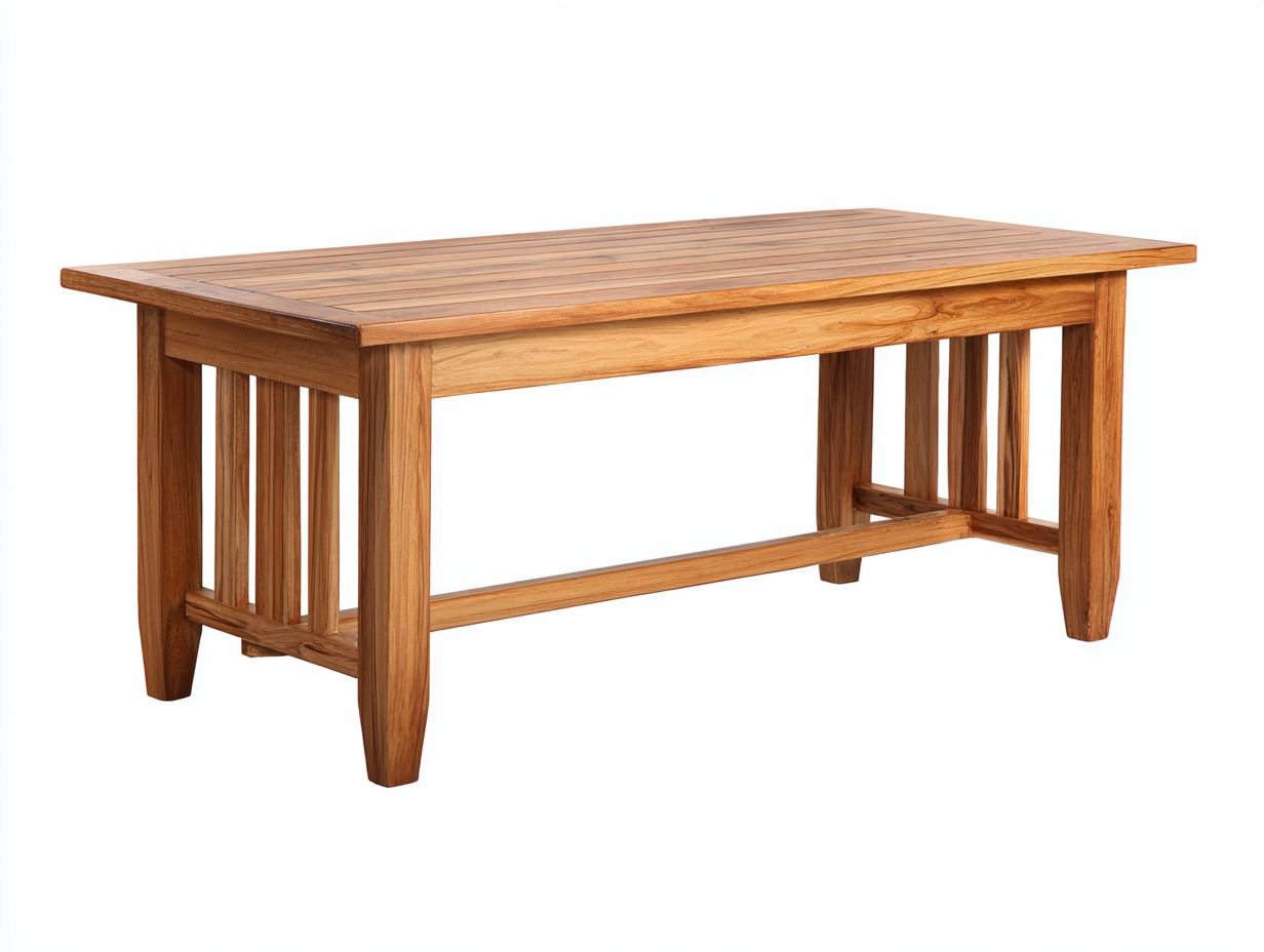 Garden Table solid wood rectangular design 150x80x75 cm - natural wood - outdoor dining-Sofauphub