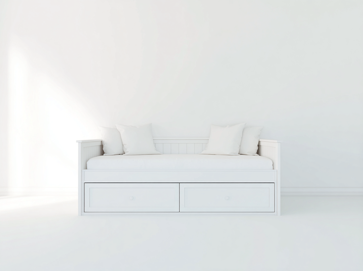 Sofa Bed Wooden Frame 200x90x85 cm - White - Practical Storage Design-Sofauphub