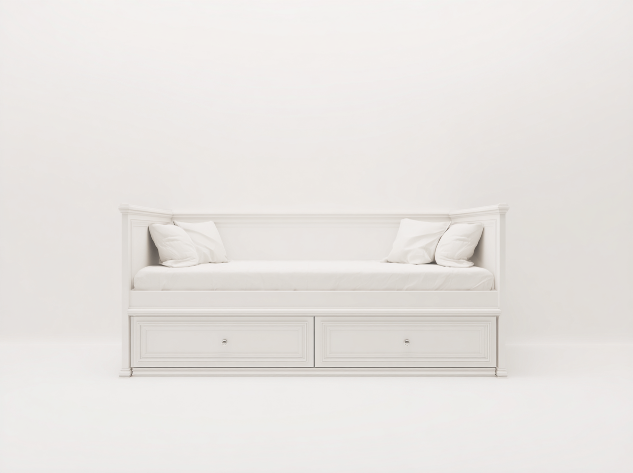 Sofa Bed - Solid Wood Construction 200x90x85 cm - White - Space Saving Bedroom Design-Sofauphub