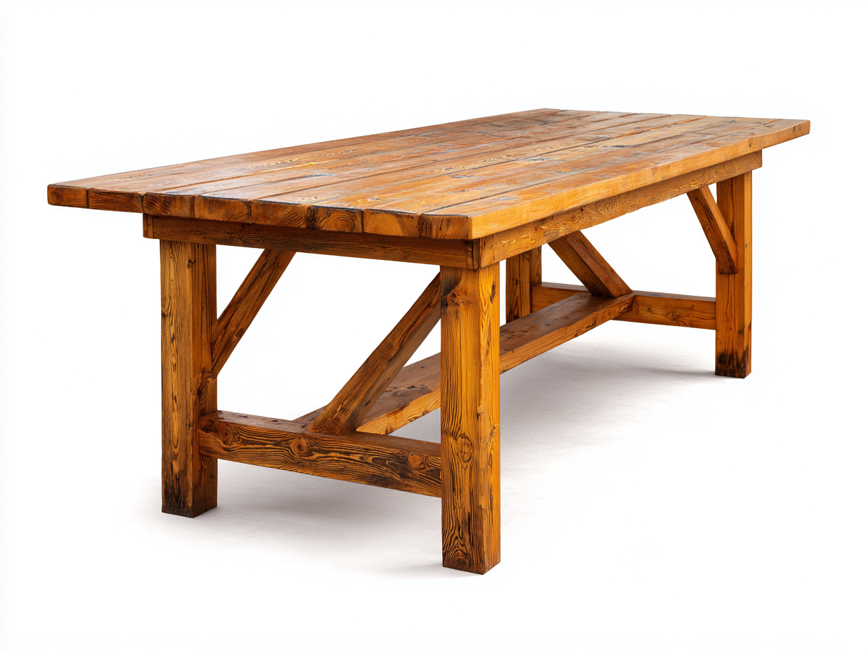 Garden Table solid wood construction 200x95x75 cm - natural wood - rustic outdoor dining design-Sofauphub