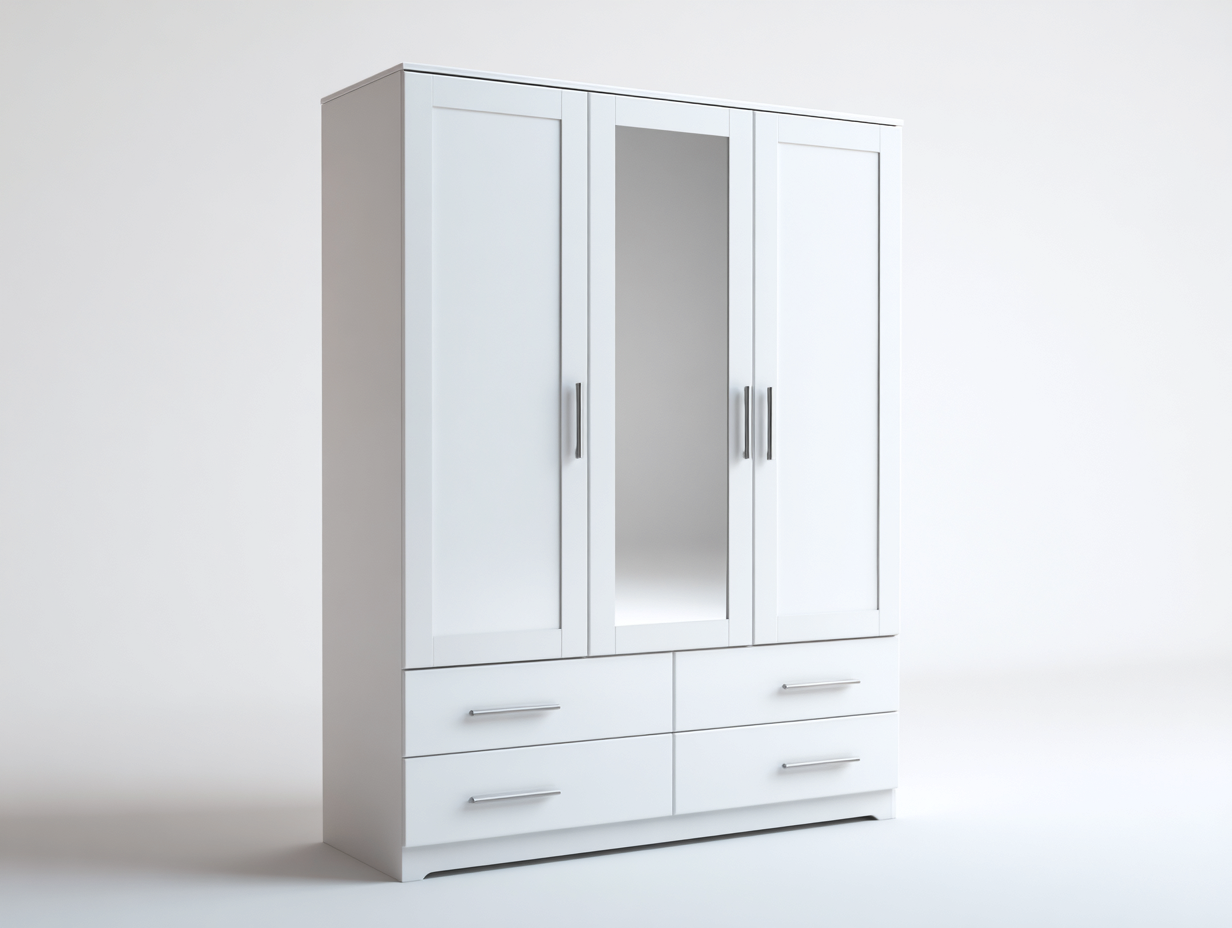 Wardrobes Hinged Door Design with Drawers 135x55x200 cm - White - Modern Storage Style-Sofauphub