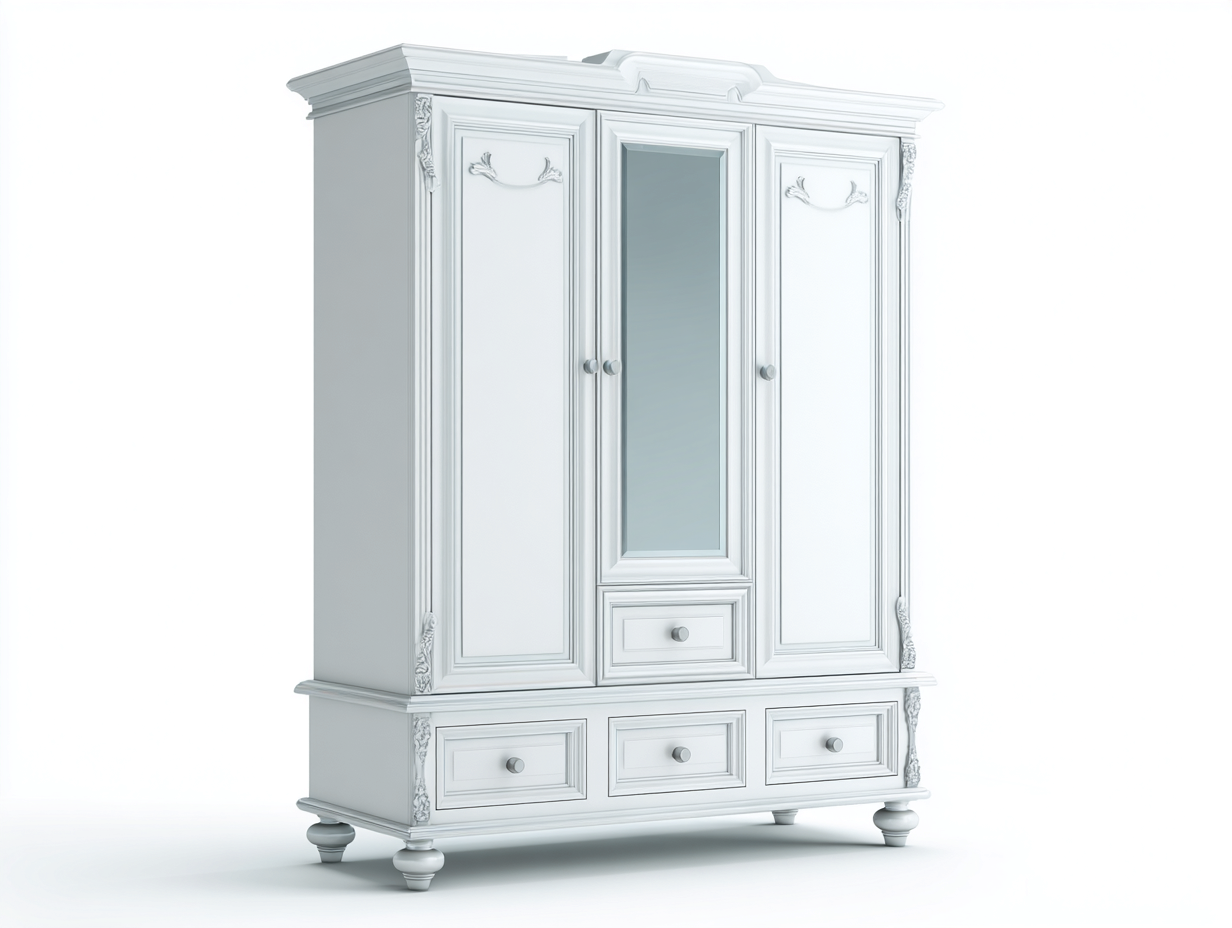 Wardrobes - Solid Wood Construction 160x60x210 cm - White - Classic Bedroom Storage Design-Sofauphub