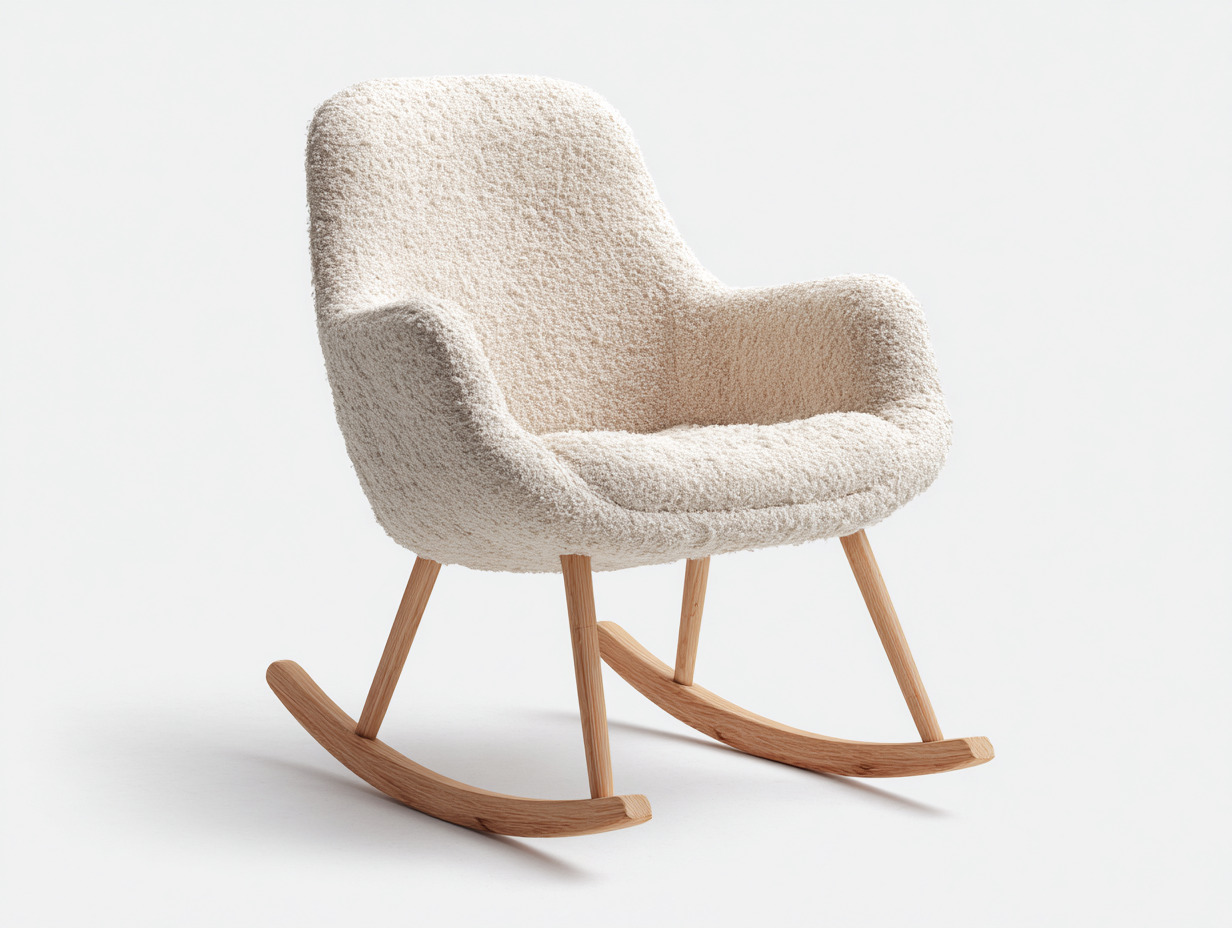 Rocking Chair Fabric Upholstery 75x90x100 cm - White - Modern Relaxation Seating-Bamboogetio