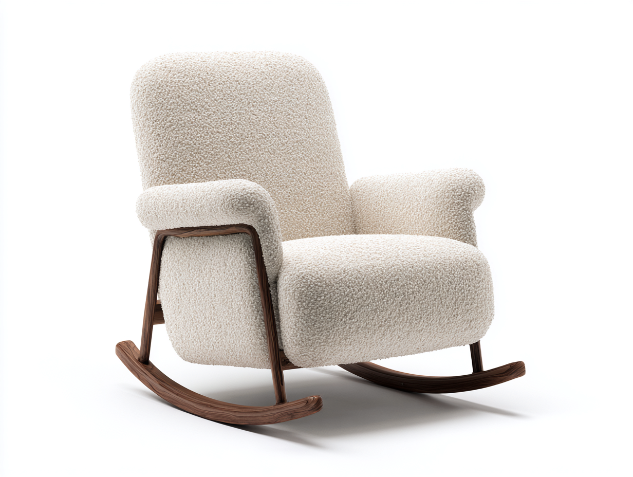 Rocking Chair - Fabric Upholstery 85x90x100 cm - Beige - Modern Relaxation Design-Bamboogetio