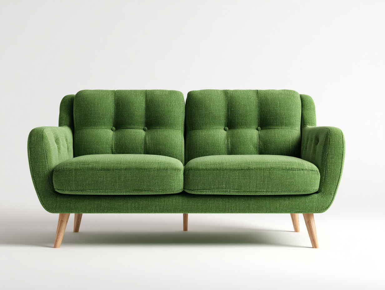 2 Seater Sofa - Fabric Upholstery 160x85x80 cm - Green - Modern Living Room Design-Bamboogetio
