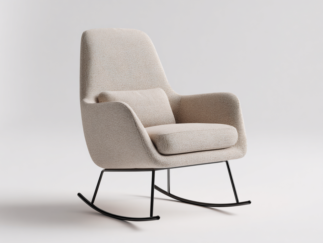 Rocking Chair fabric upholstery metal frame 75x85x100 cm - beige-black - modern comfort rocking design-Bamboogetio