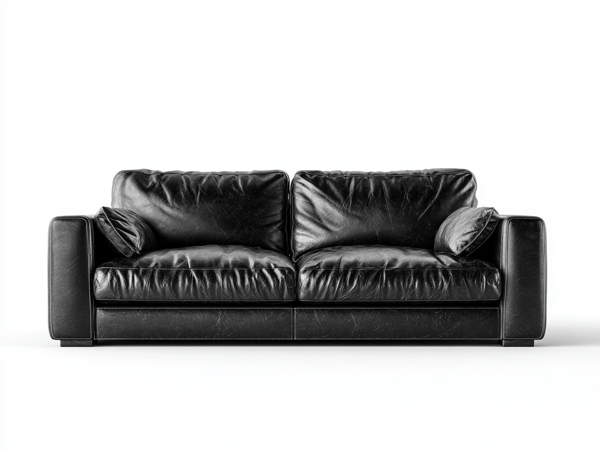 2 Seater Sofa genuine leather upholstered 190x95x85 cm - black - modern living room seating-Bamboogetio