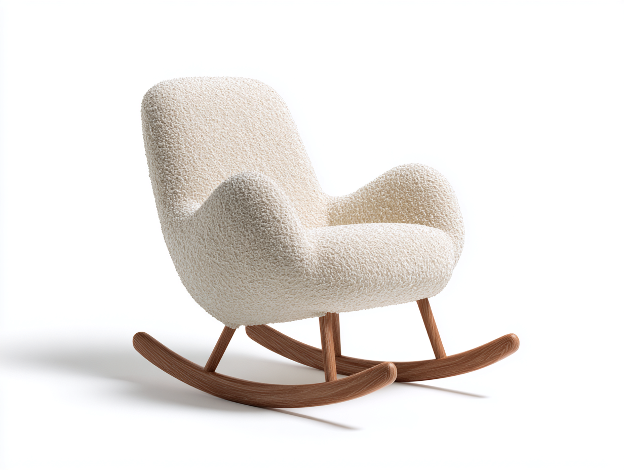 Rocking Chair fabric upholstered 78x85x95 cm - cream - modern indoor rocking seating-Bamboogetio
