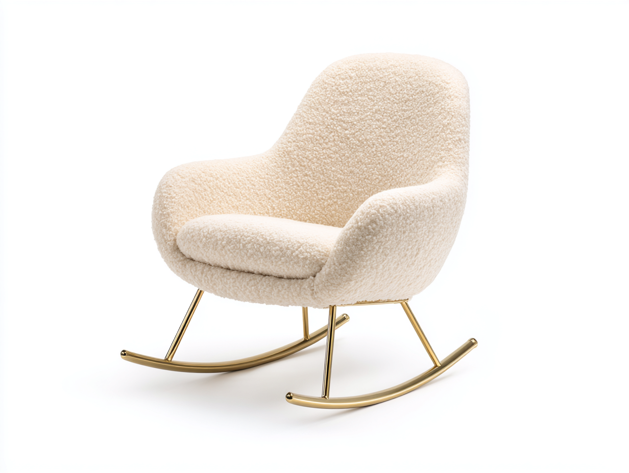 Rocking Chair Fabric Upholstery 80x85x95 cm - Cream - Modern Relaxation Seating-Bamboogetio