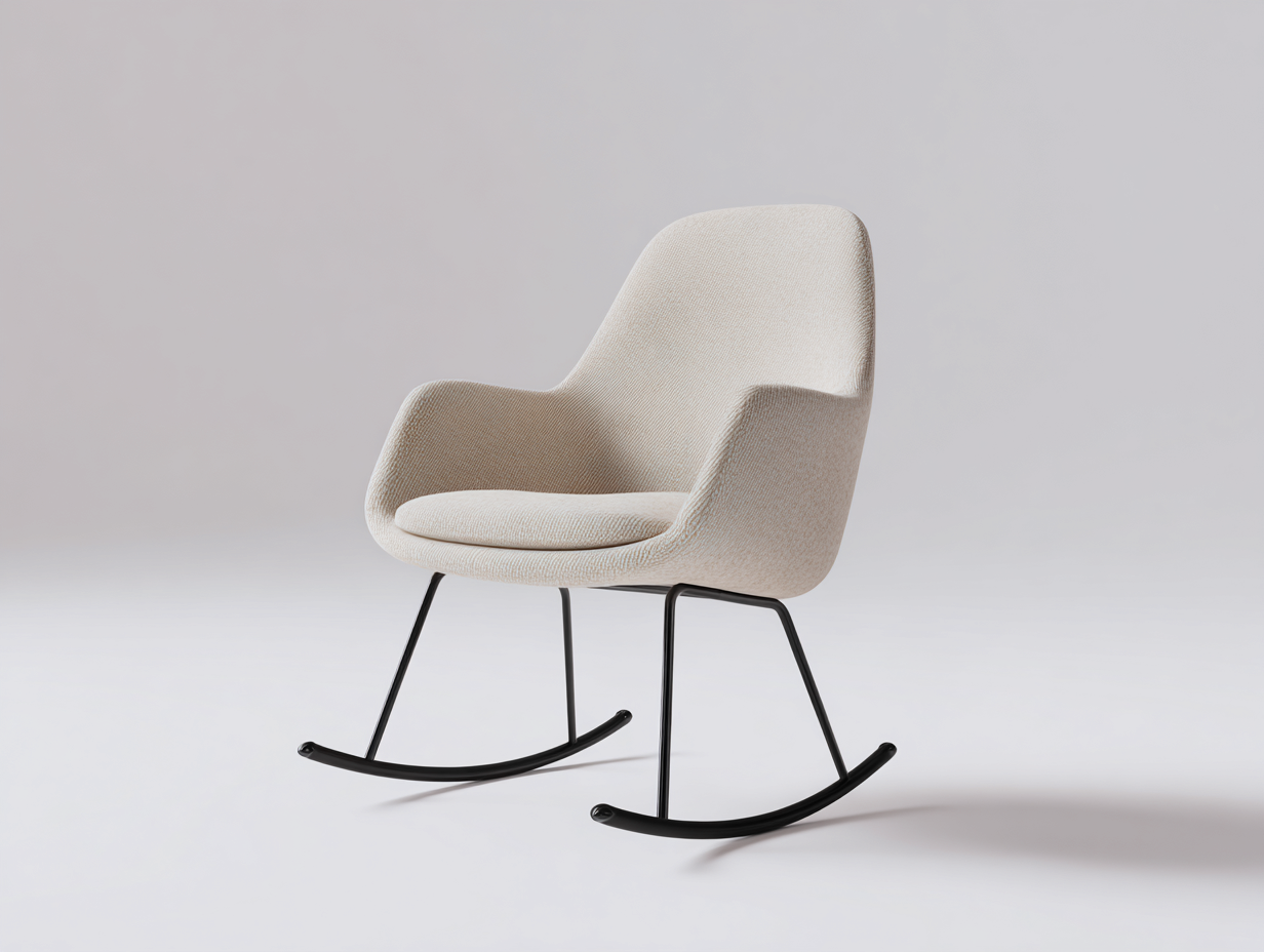 Rocking Chair Fabric Upholstery Metal Rocking Base 72x88x96 cm - Beige - Modern Comfort Design-Bamboogetio