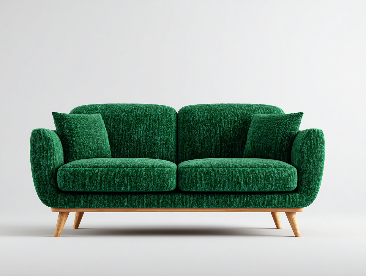 2 Seater Sofa Fabric Upholstery 160x90x85 cm - Green - Modern Living Room Seating-Bamboogetio
